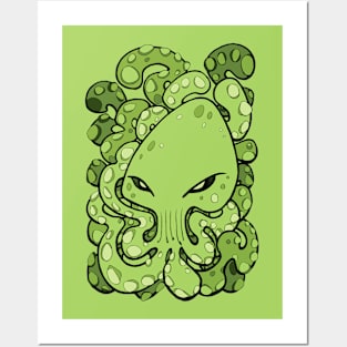 Octopus Squid Kraken Cthulhu Sea Creature - Green Posters and Art